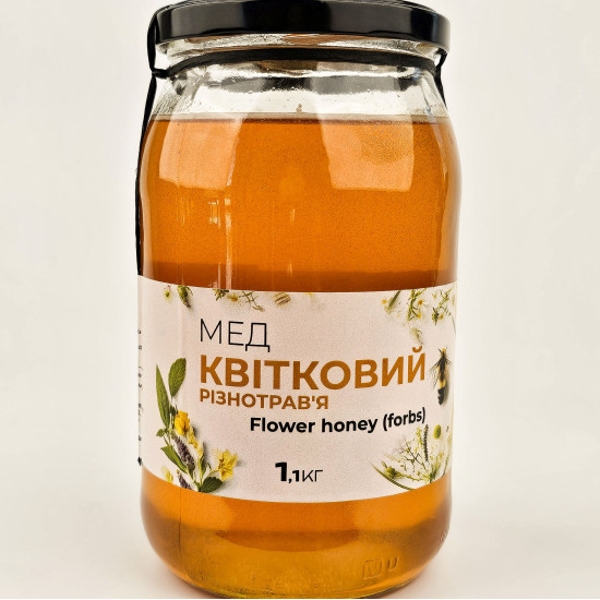 Мед цветочный (разнотравье) ЭКО-МедОК, 1,1 кг