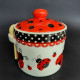 Dishes for honey with a wooden spoon "Ladybug" (h-8,5cm, d-10cm, ob-m-420ml)