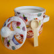 Посуда для меда с деревянной ложкой "Десерт" (h-8,5 см, d-10см, об-м 420мл)