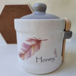 Dishes for honey with a wooden spoon "Fly" (13*12cm, volume 450ml)